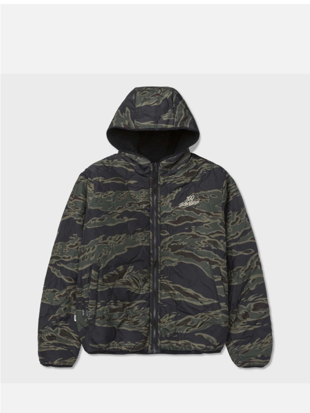 EUC 100 Thieves REVERSIBLE SHERPA JACKET - TIGER CAMO, Size M